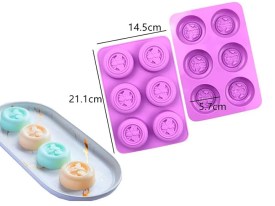 Molde silicona 6 jabones redondos 